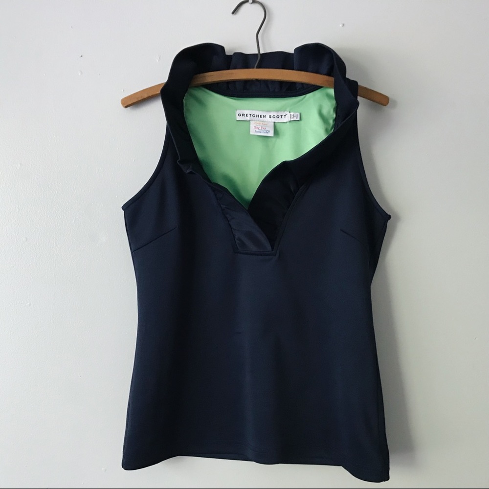New Gretchen Scott Ruffle Neck Jersey Sleeveless